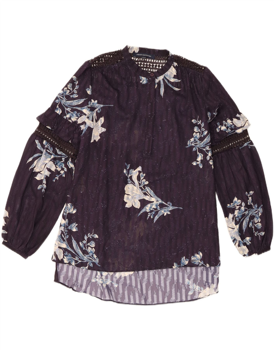 Camicetta a maniche lunghe da donna French Connection Top UK 10 Small Blu Navy