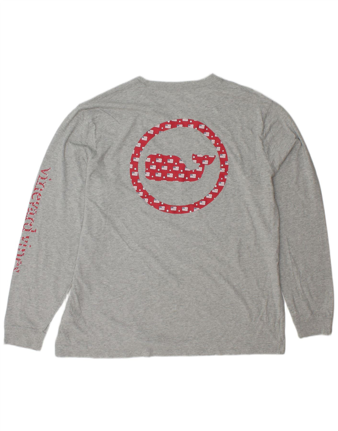 VINEYARD VINES Top grafico da uomo a maniche lunghe XL in cotone grigio