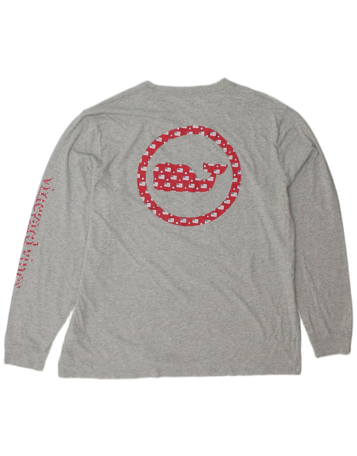 VINEYARD VINES Top grafico da uomo a maniche lunghe XL in cotone grigio