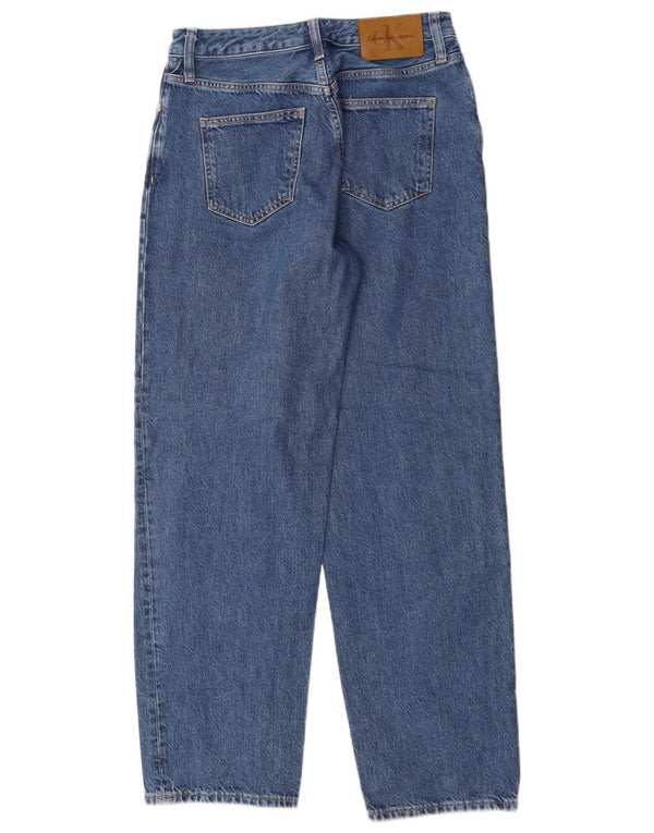Jeans larghi a vita alta da donna Calvin Klein W27 L32 cotone blu anni '90