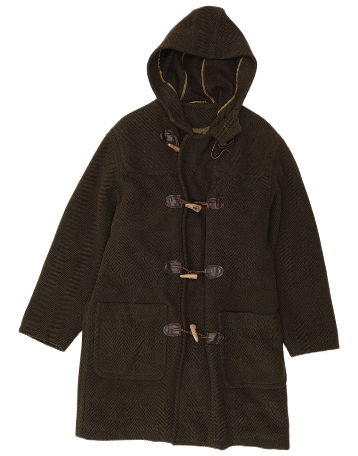 Montgomery con cappuccio da uomo vintage UK 38 lana kaki media