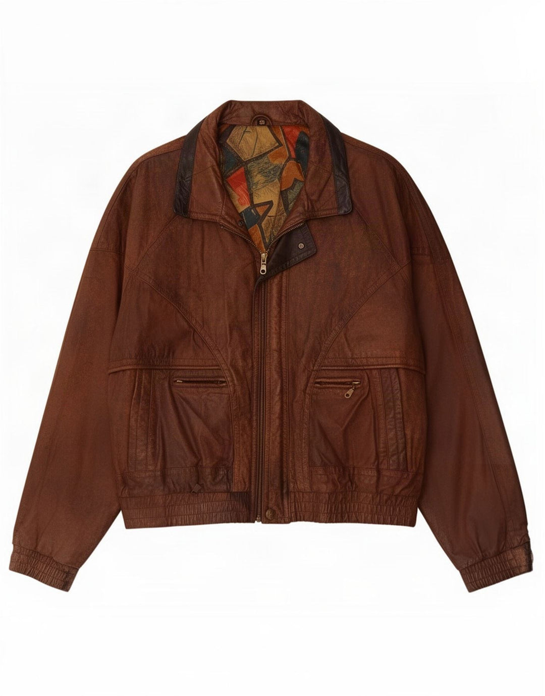 Giacca in pelle vintage da uomo UK 42 XL Marrone