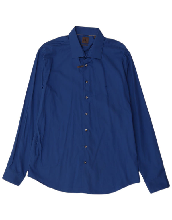 Camicia aderente da uomo Calvin Klein taglia 44 17 1/2 XL cotone blu
