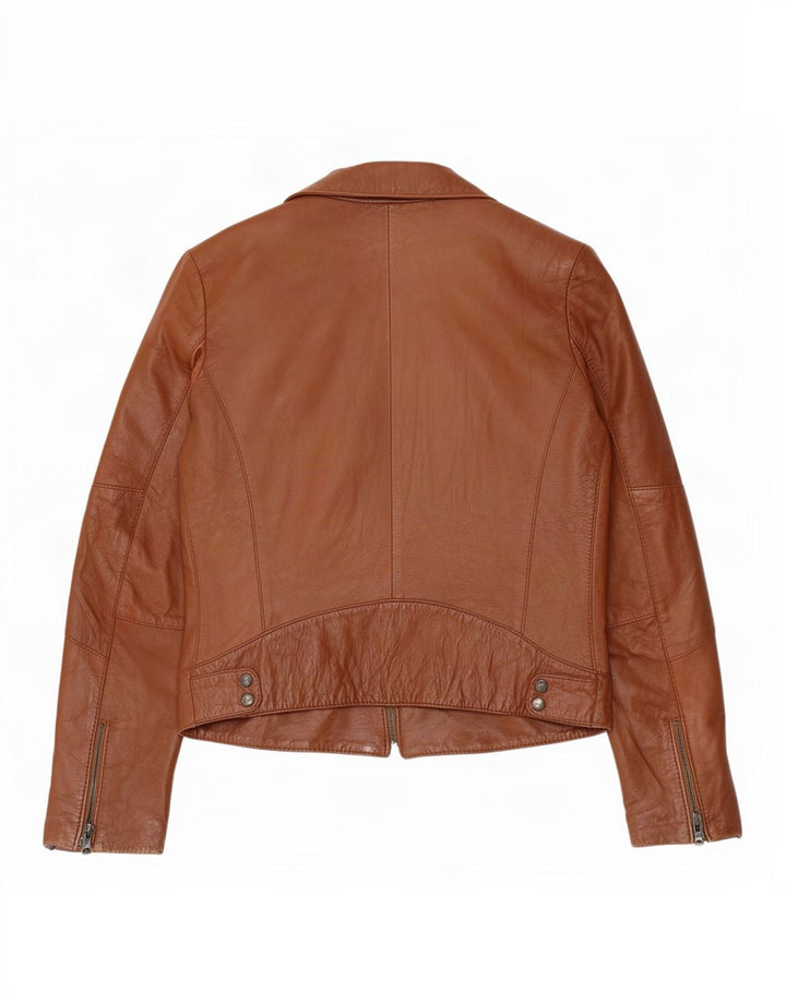 Giacca da motociclista in pelle da donna Sasch UK 14 grande marrone