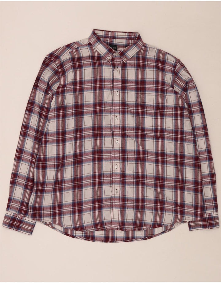 JAMES PRINGLE Camicia da uomo in flanella 2XL Poliestere a quadri bordeaux