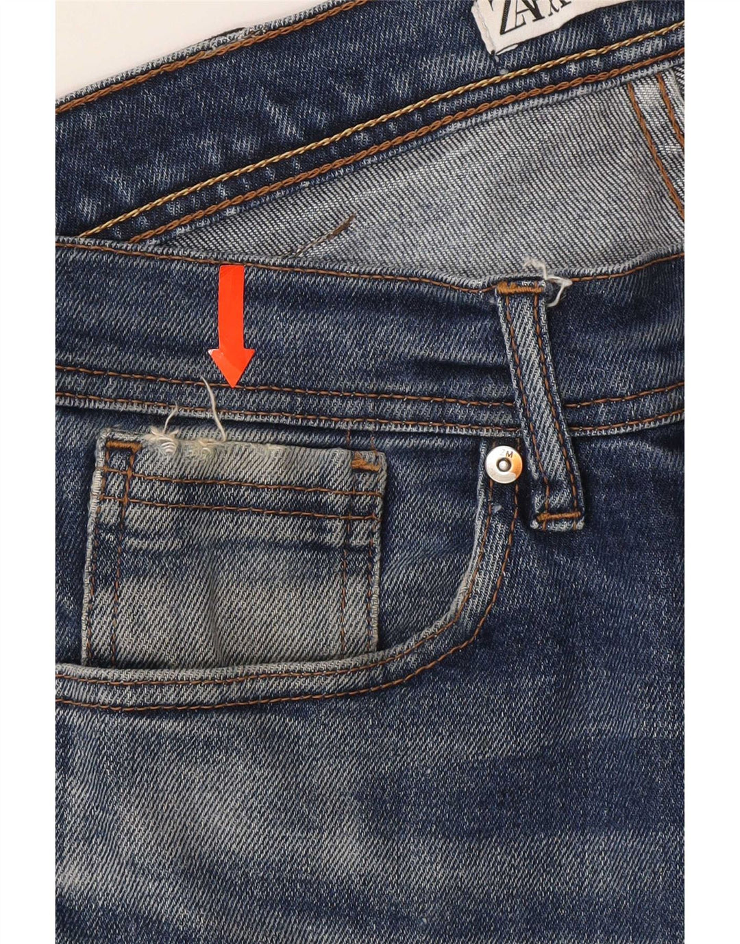 Jeans slim da uomo Zara EU 42 Large W32 L30 Blu