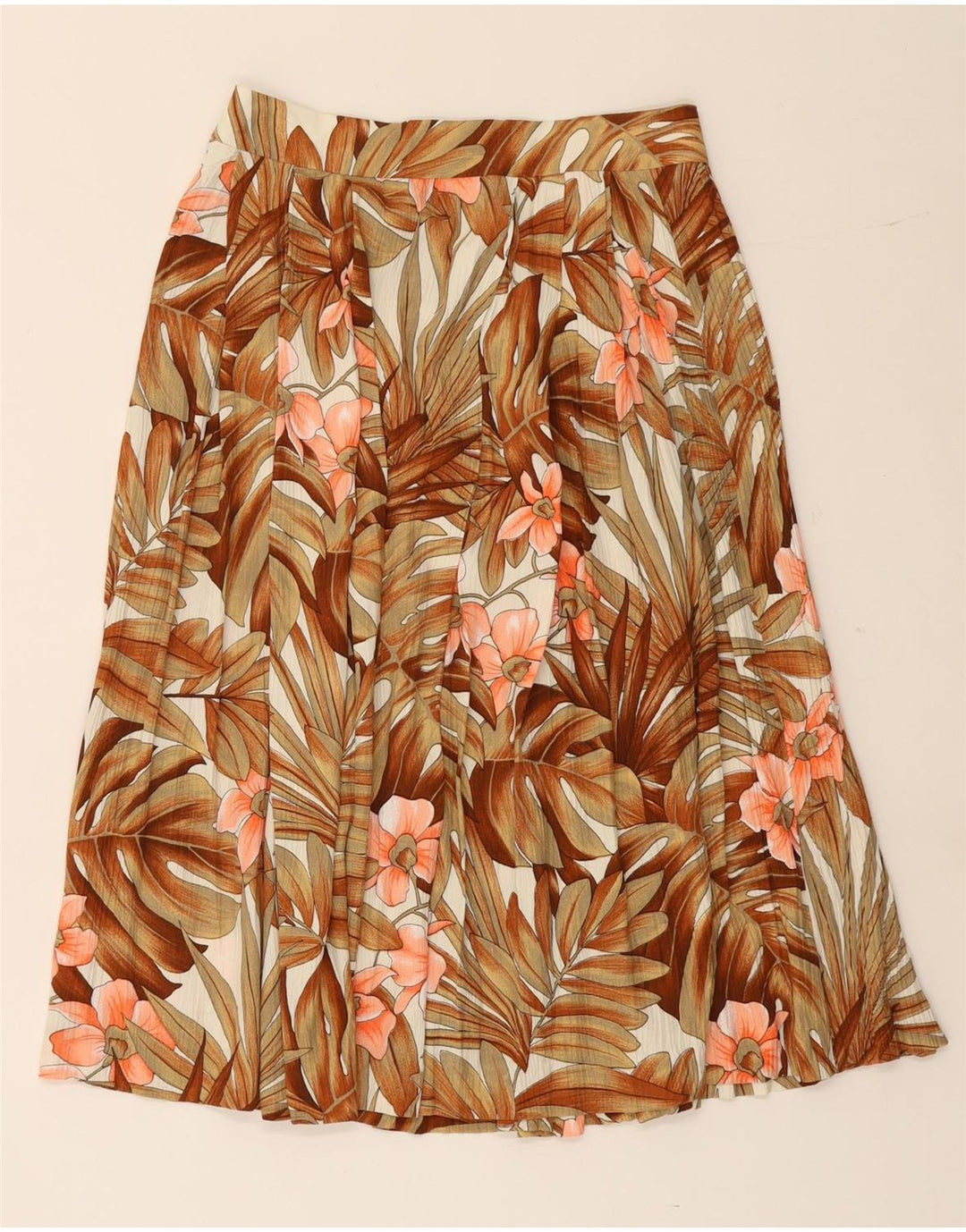 Gonna a trapezio da donna VINTAGE W26 piccolo floreale marrone