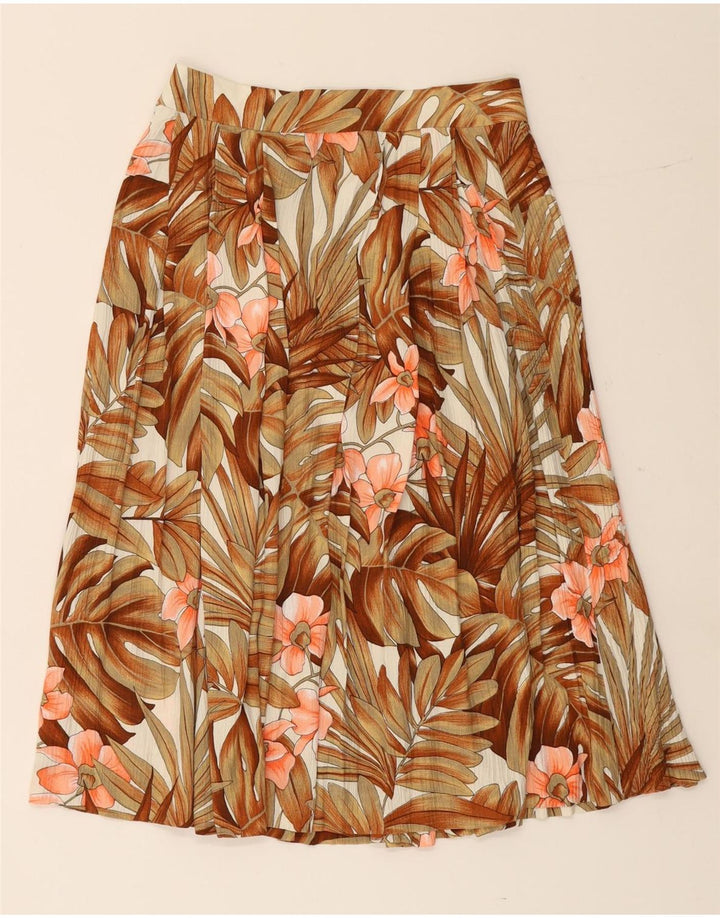 Gonna a trapezio da donna VINTAGE W26 piccolo floreale marrone