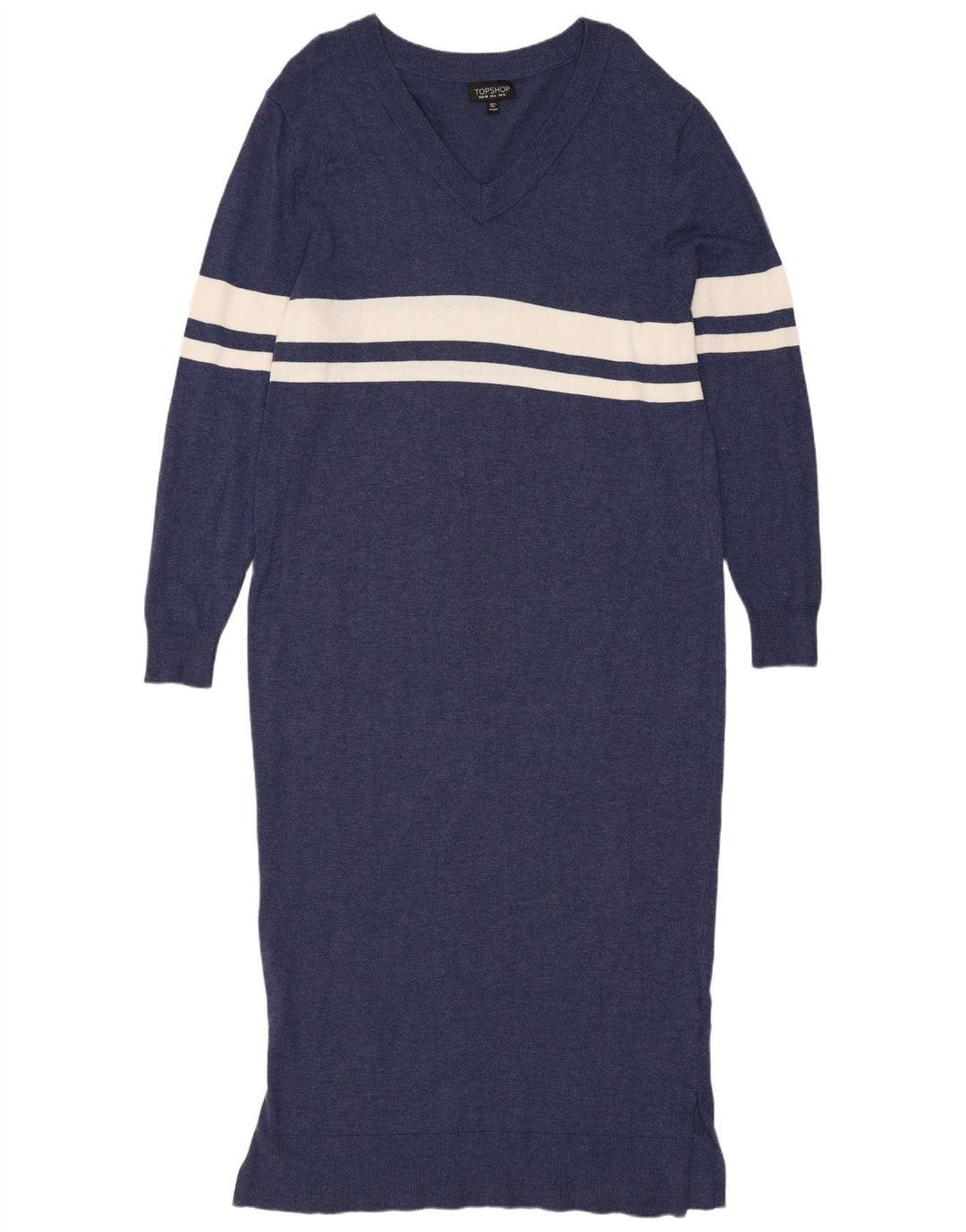 Topshop Abito maglione oversize da donna UK 10 Piccolo in viscosa a righe blu navy