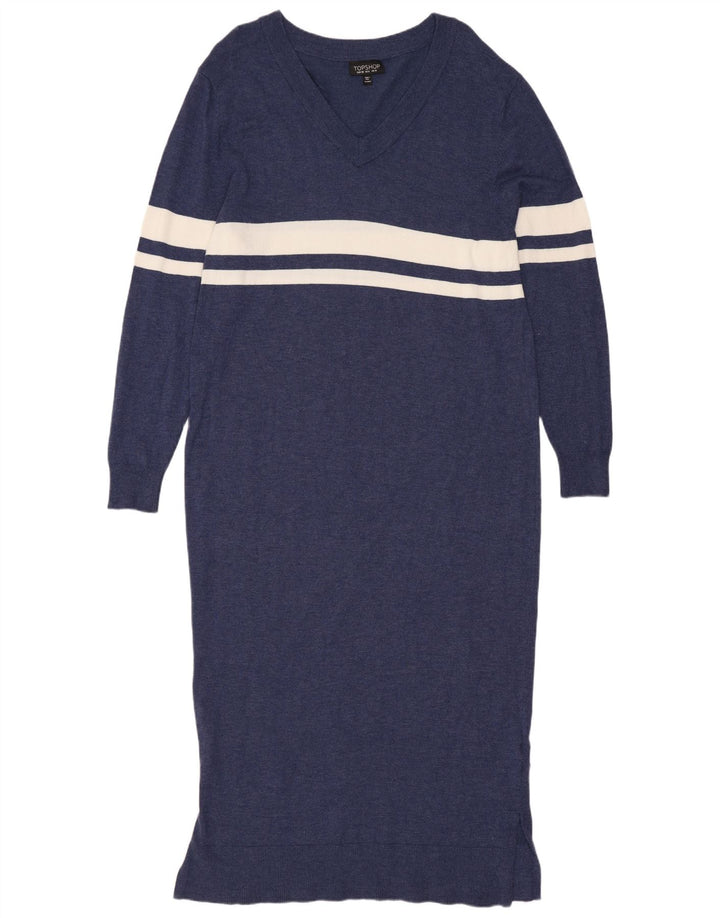 Topshop Abito maglione oversize da donna UK 10 Piccolo in viscosa a righe blu navy