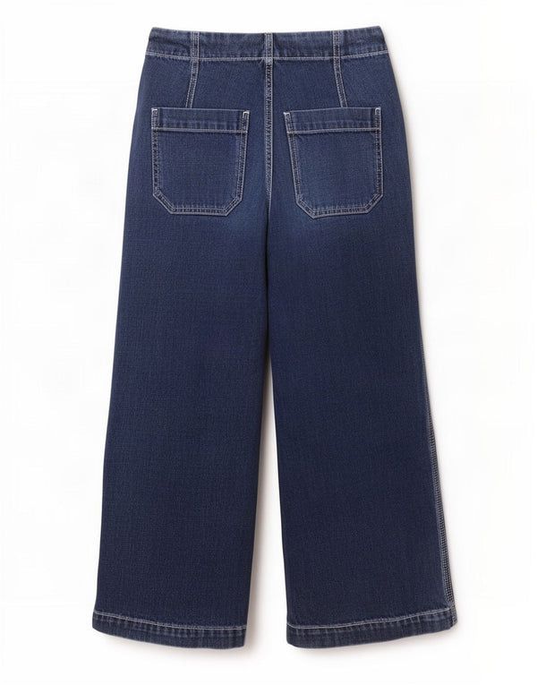 Jeans da donna a gamba larga a vita alta Topshop W25 L23 poliestere blu