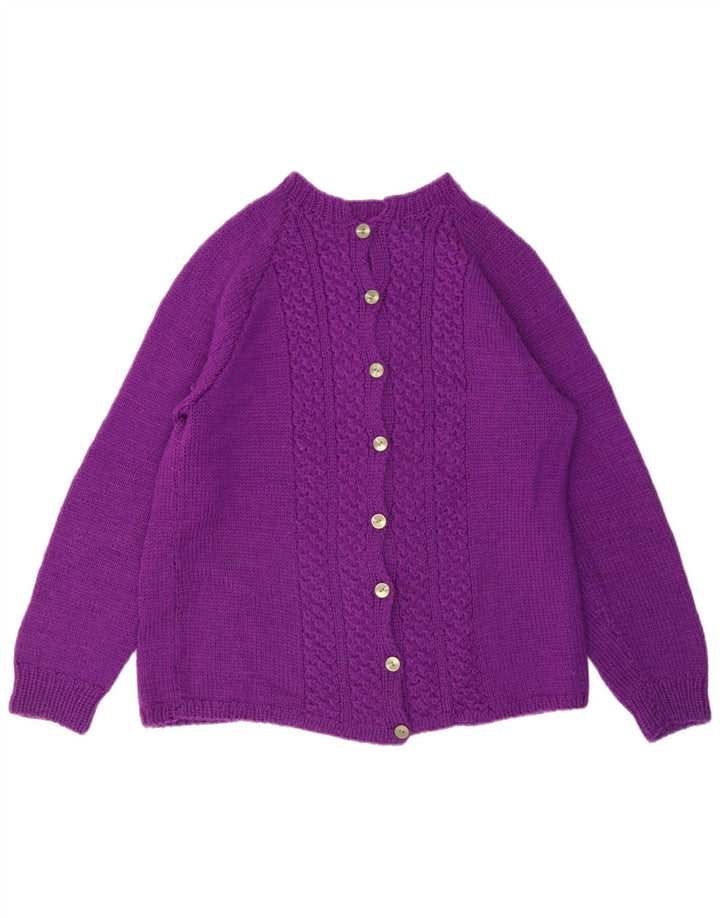 Maglione cardigan da donna vintage UK 14 viola medio