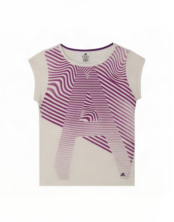 T-shirt grafica regolare da donna Adidas UK 16/18 a righe grandi bianche