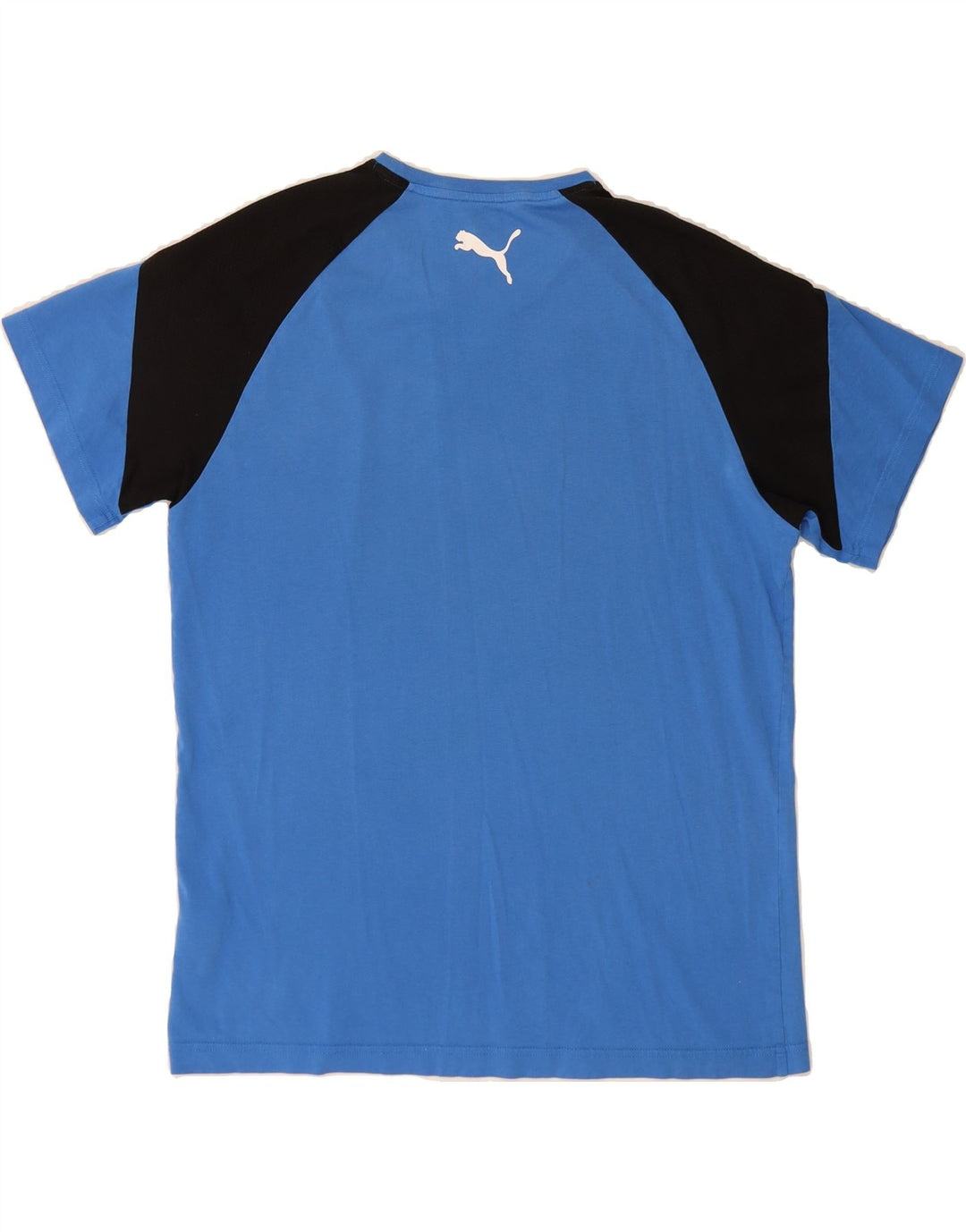 PUMA Mens Graphic T-Shirt Top Large Blue Colourblock Cotton Vintage Puma and Second-Hand Puma from Messina Hembry 