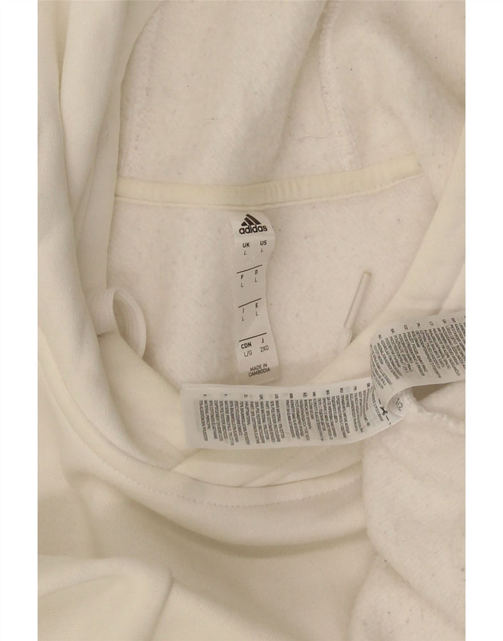 Felpa con cappuccio da uomo Adidas Large in cotone bianco