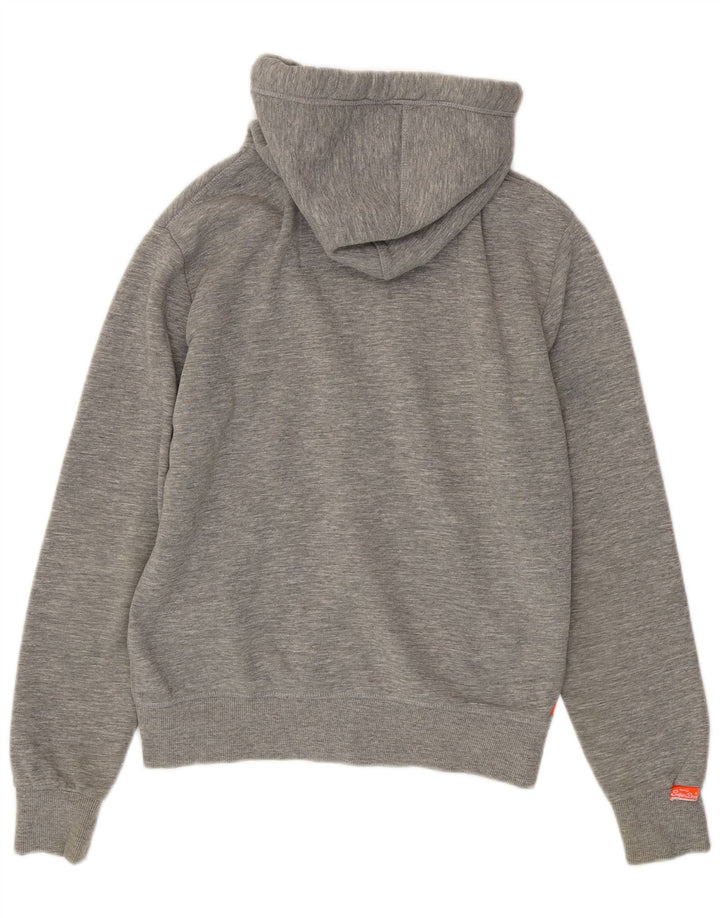 Maglione con cappuccio e zip da uomo SUPERDRY in cotone screziato grigio medio