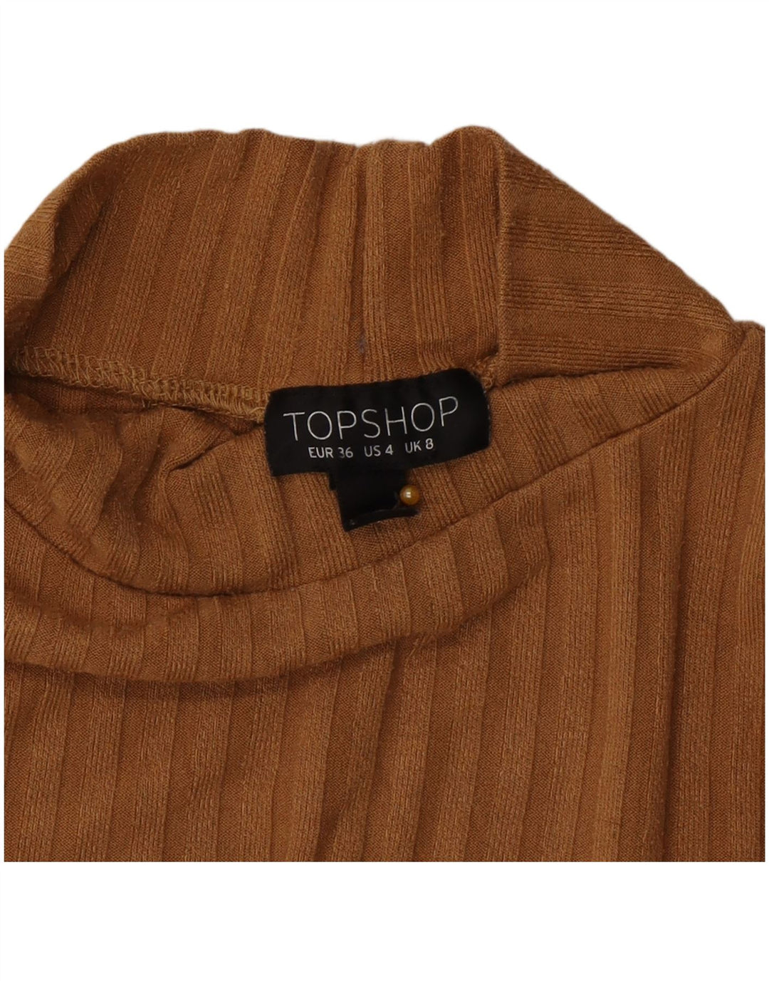 Topshop Donna Crop Top Manica Lunga UK 8 Piccolo Marrone