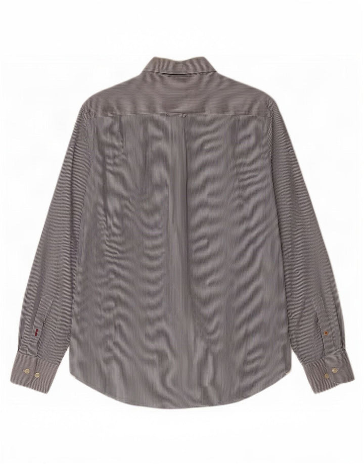 Camicia da uomo Henry Cottons taglia 39 cotone gessato blu medio