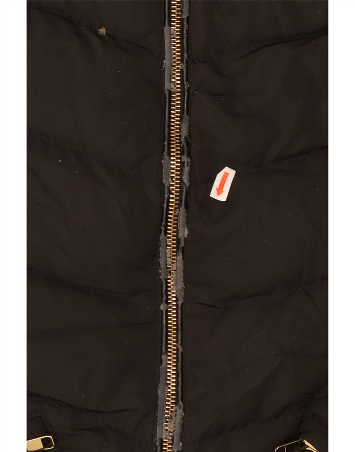 Cappotto imbottito con cappuccio da donna Zara UK 12 medio poliestere nero