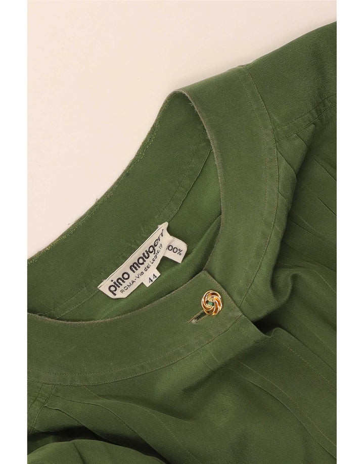 Camicia camicia vintage da donna IT 44 Seta verde medio