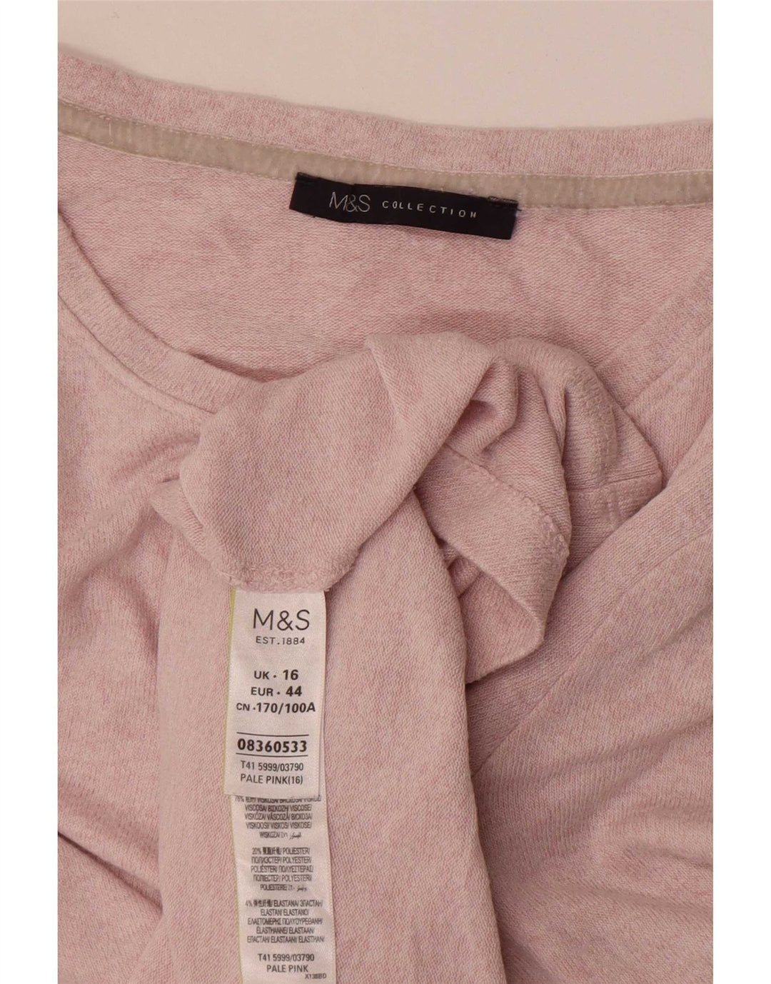 Marks & Spencer T-shirt da donna Top UK 16 Large Rosa in viscosa