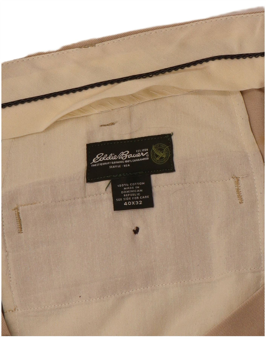 Pantaloni chino dritti da uomo Eddie Bauer W40 L32 cotone beige
