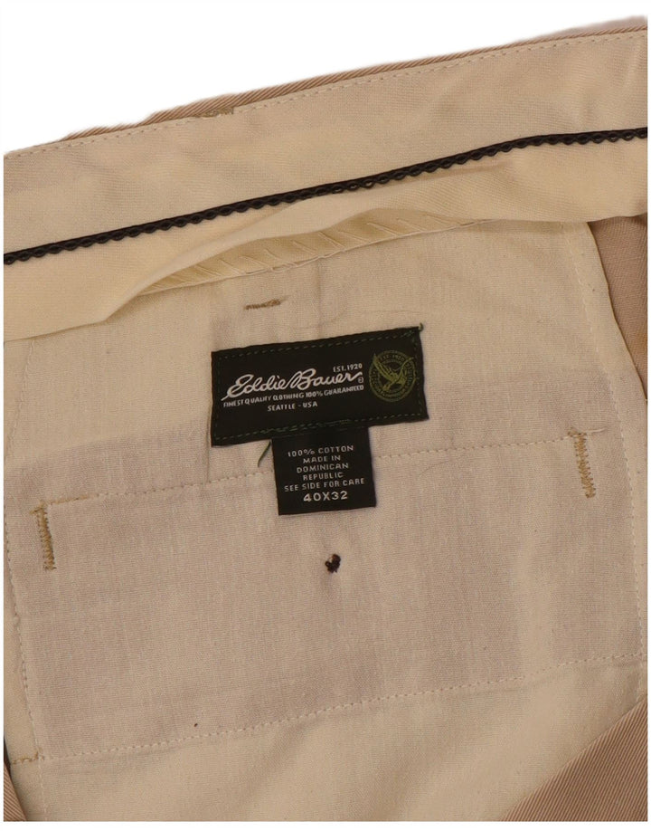Pantaloni chino dritti da uomo Eddie Bauer W40 L32 cotone beige
