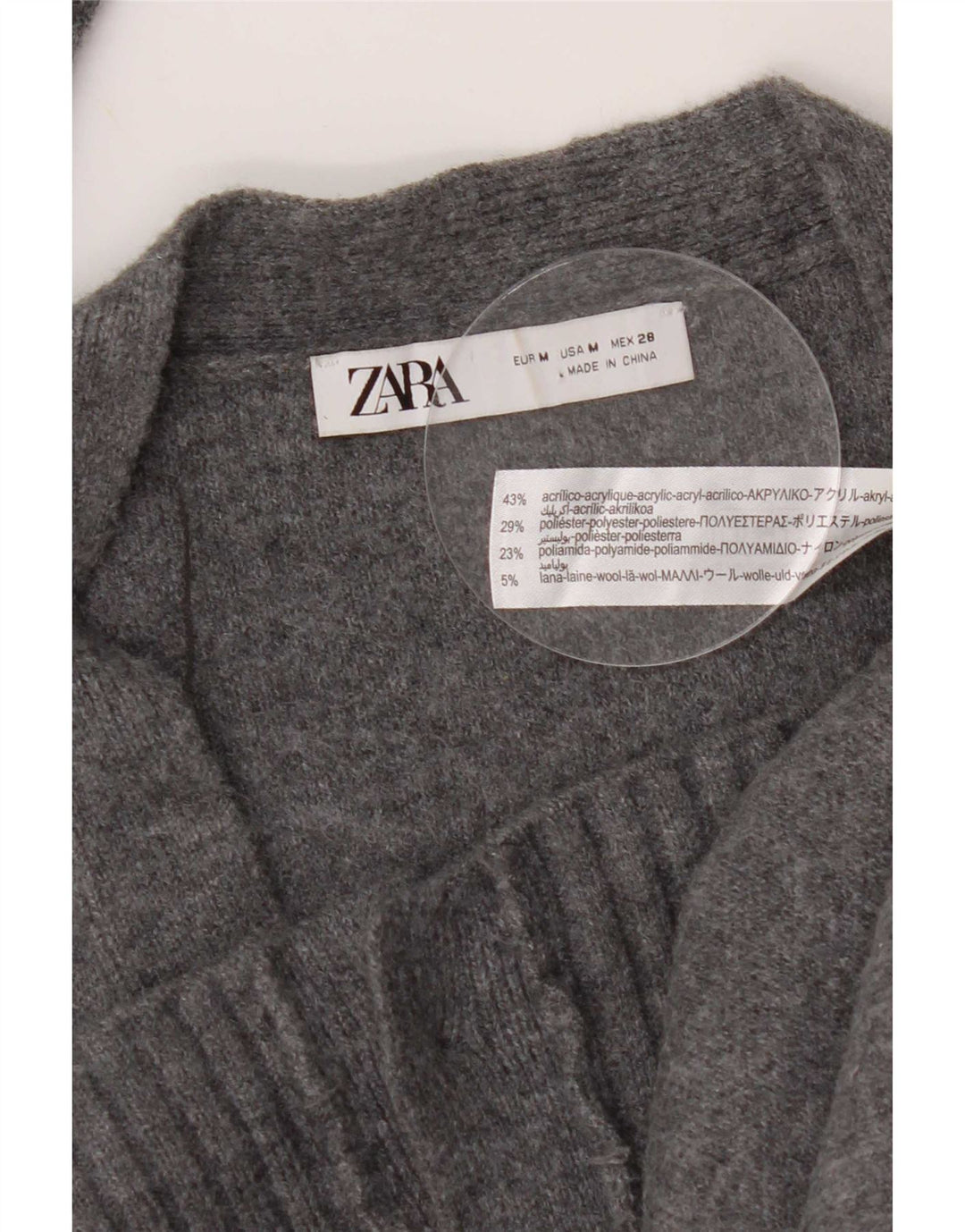 Maglione cardigan da donna Zara UK 14 Acrilico grigio medio