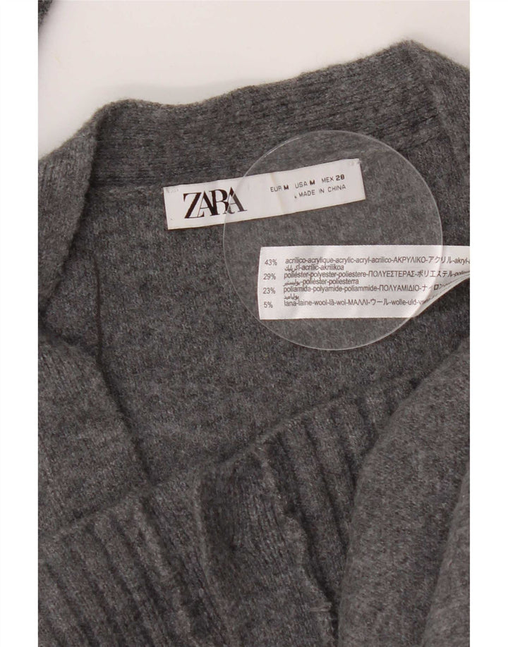 Maglione cardigan da donna Zara UK 14 Acrilico grigio medio