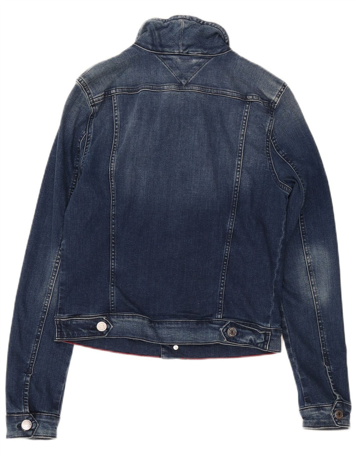 TOMMY HILFIGER Womens Crop Denim Jacket UK 10 Small Blue Cotton