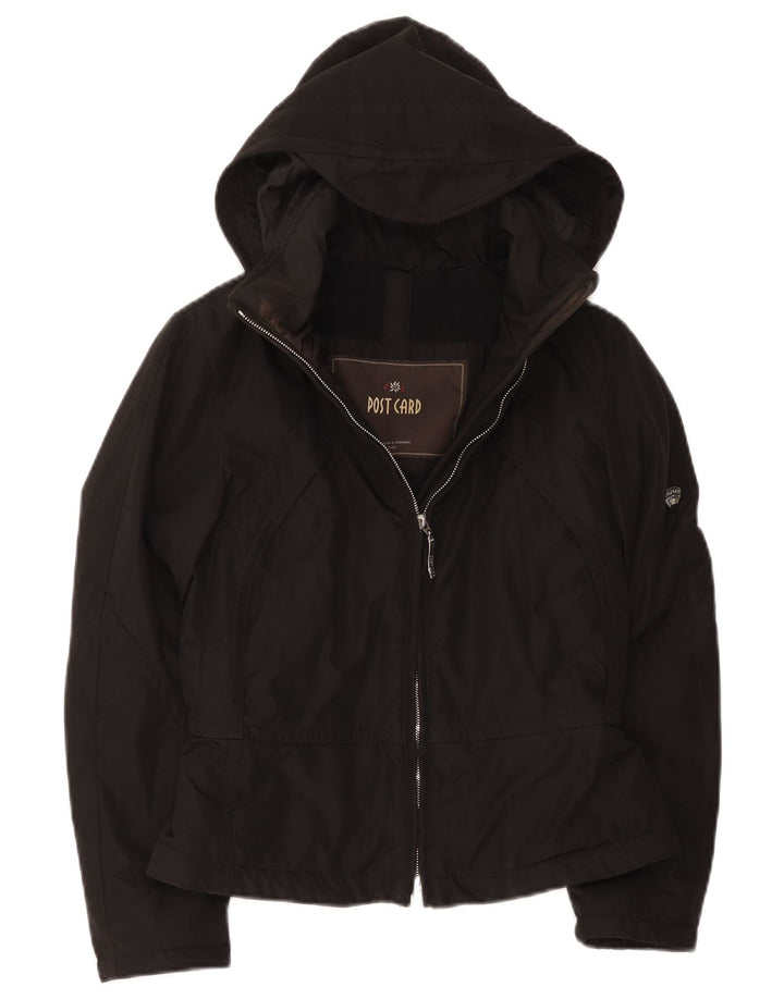 Bomber con cappuccio da donna Post Card UK 6 XS nero in poliammide