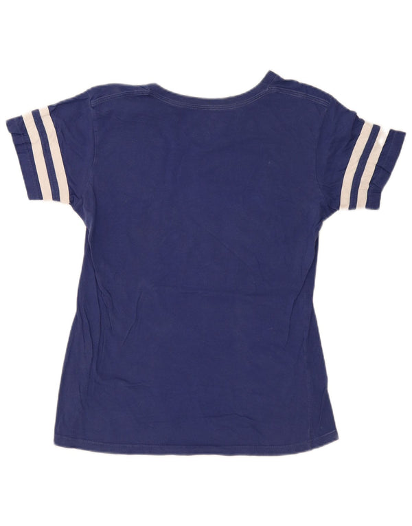 T-shirt grafica da donna Majestic Top UK 14 cotone medio blu navy