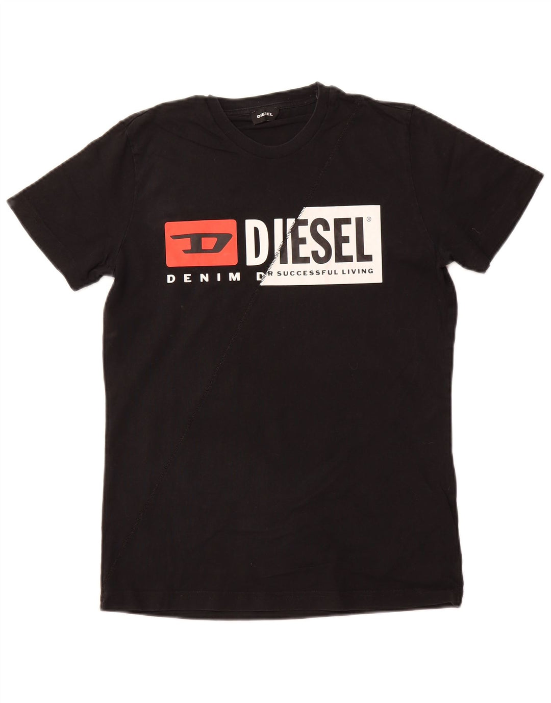 T-shirt grafica da uomo DIESEL Top piccola in cotone nero