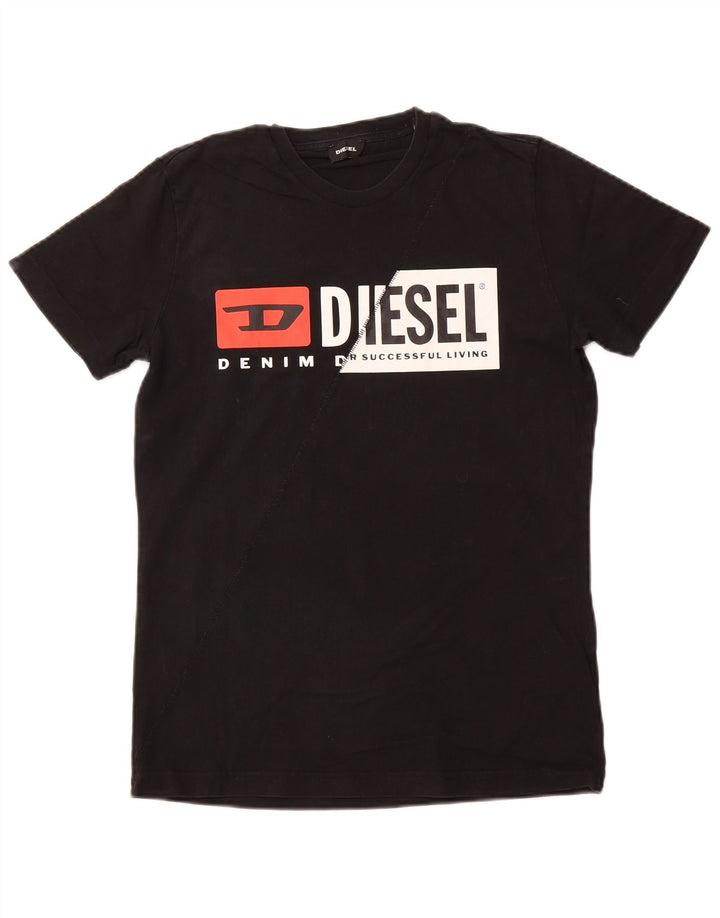T-shirt grafica da uomo DIESEL Top piccola in cotone nero