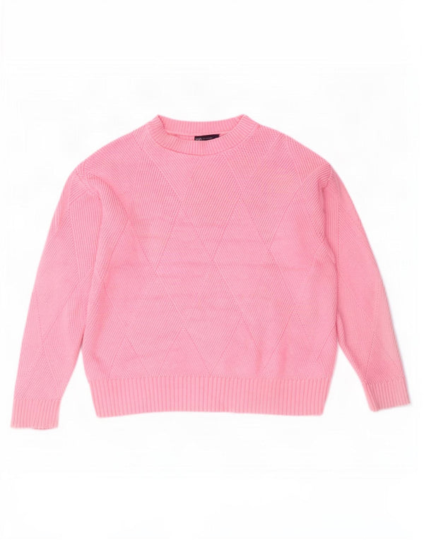 Maglione maglione girocollo da donna Marks & Spencer UK 14 Cotone rosa medio