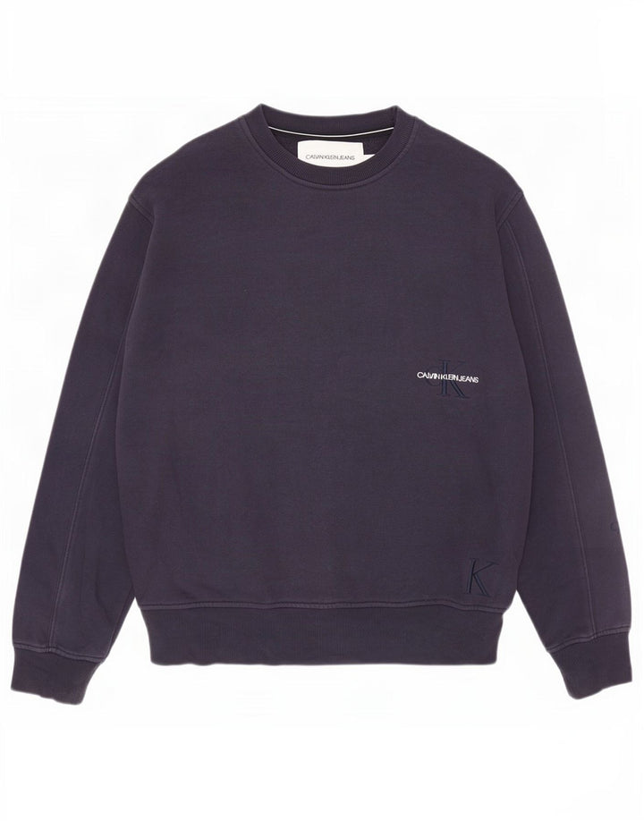 Calvin Klein Jeans Uomo Felpa Maglione Medio Blu Navy Cotone