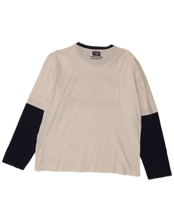 Champion Top grafico da uomo a maniche lunghe in cotone color block bianco grande