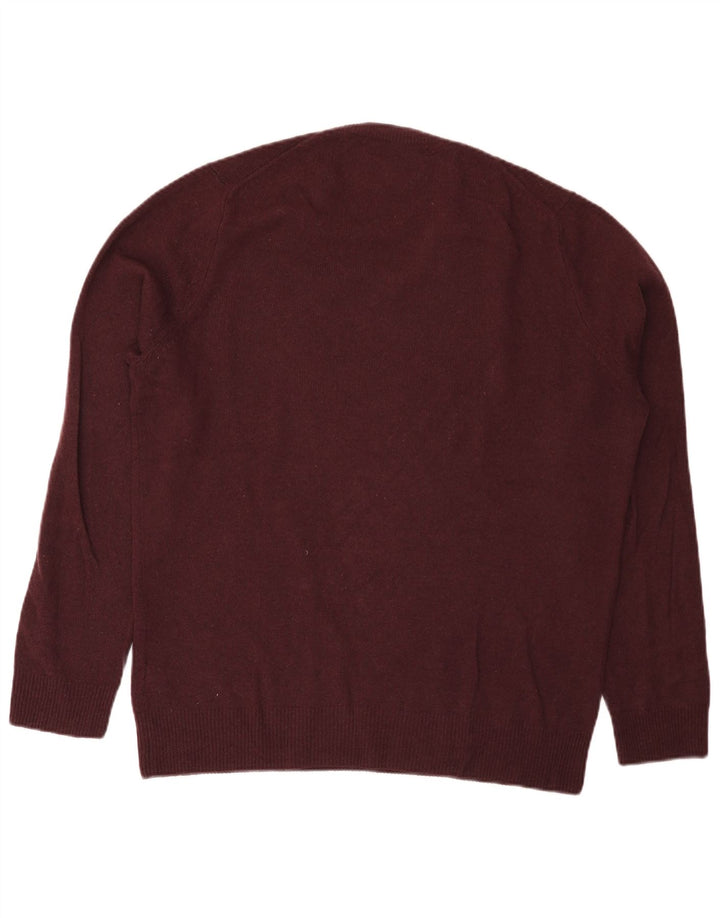 Maglione da uomo Marks & Spencer con scollo a V, grande lana d'agnello bordeaux