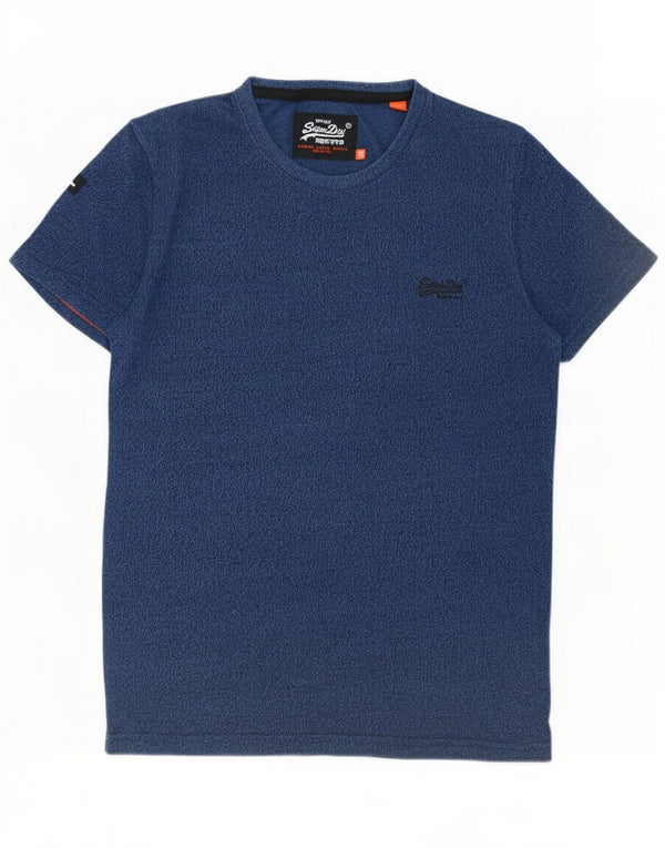 Superdry Mens T-Shirt Top Small Navy Blue Flecked Cotton