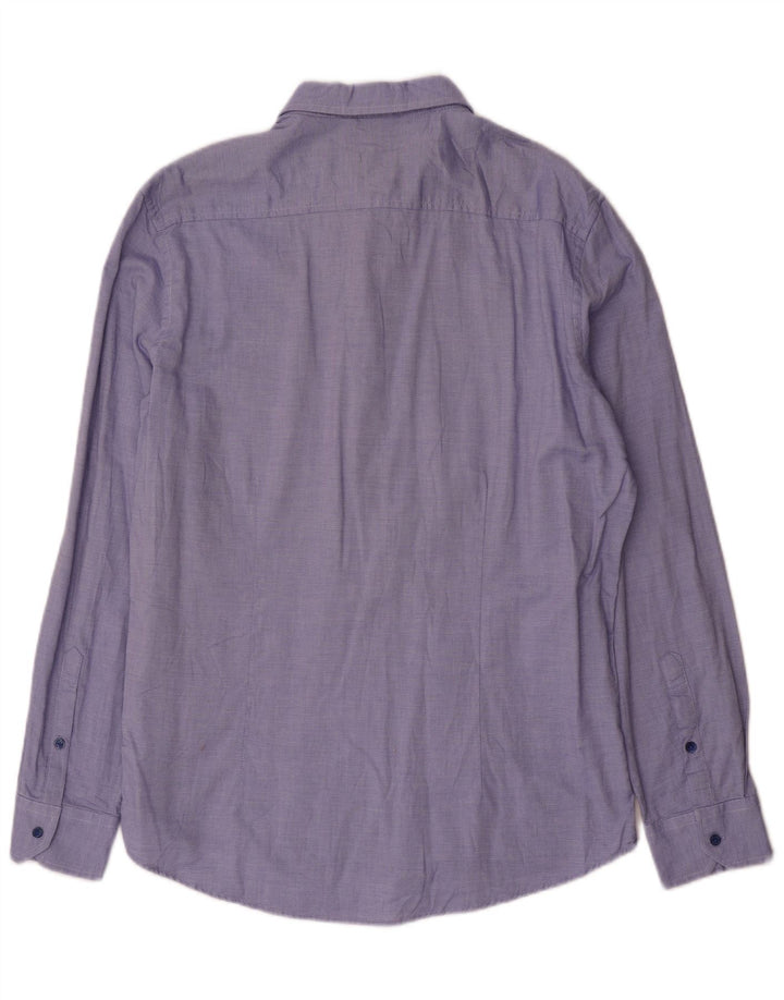 Camicia slim fit da uomo Dack XL in cotone maculato blu