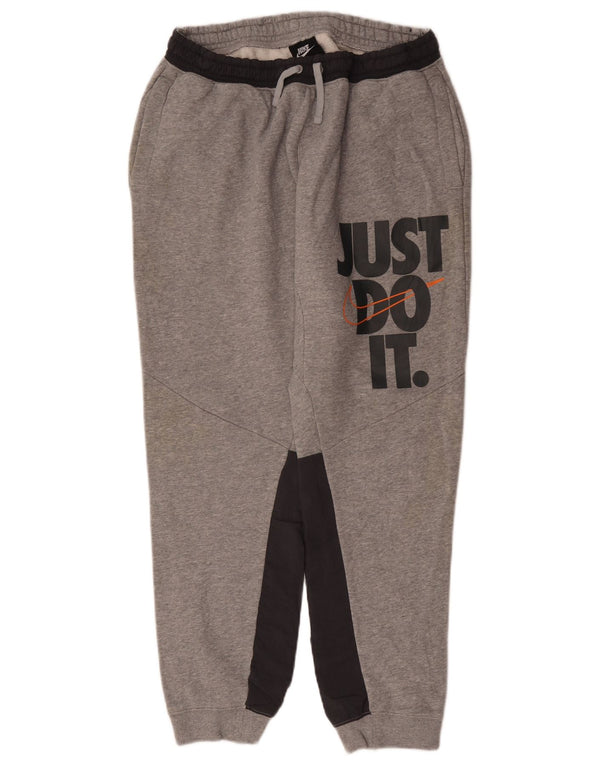Pantaloni da tuta con grafica Nike da uomo, pantaloni da jogging, grandi, in cotone color block grigio