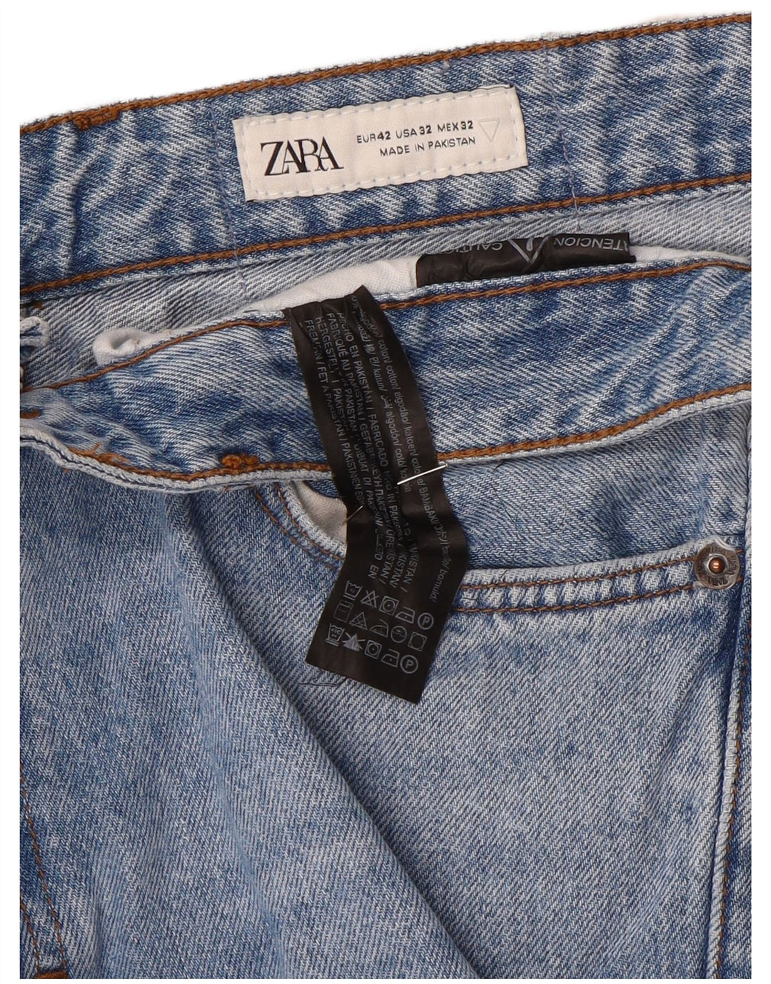 Jeans dritti da uomo Zara EU 42 Large W32 L32 Cotone blu