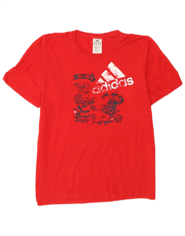 T-shirt grafica da uomo Adidas Top in cotone rosso medio