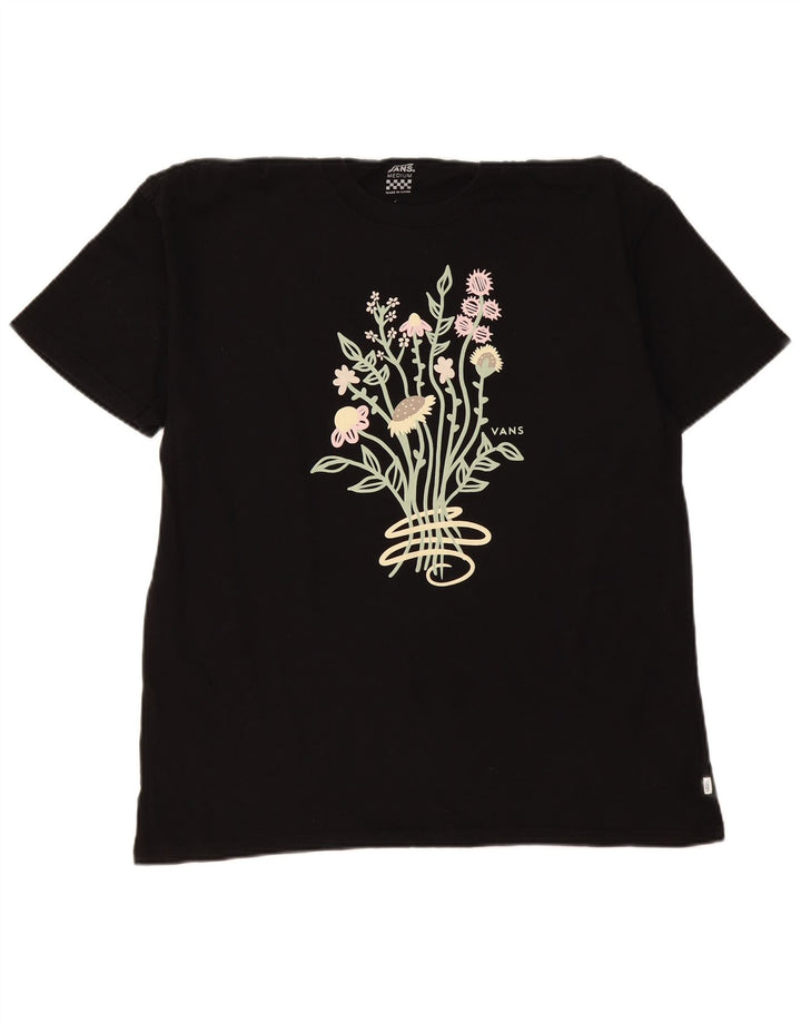 T-shirt grafica da uomo Vans Top in cotone floreale nero medio