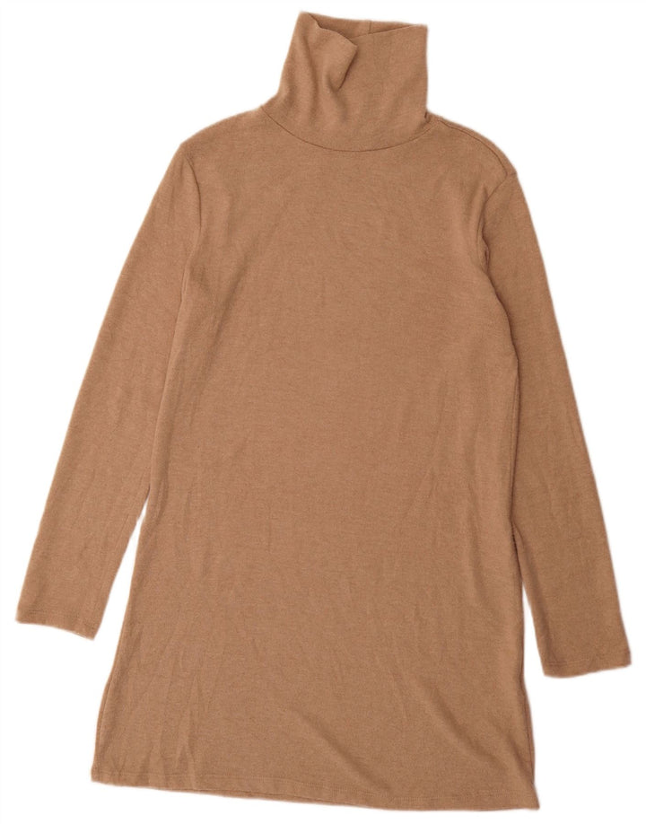Abito maglione Zara da donna con collo alto UK 8 piccolo poliestere marrone