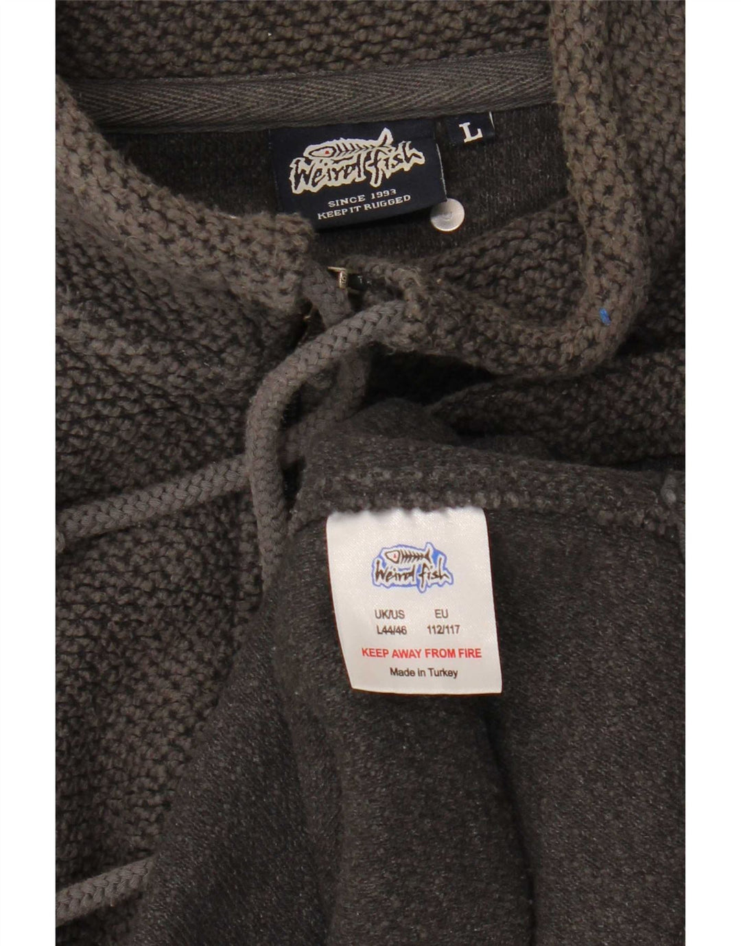 Weird Fish Maglione da uomo con zip e collo grande in cotone grigio
