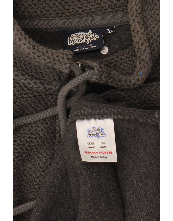 Weird Fish Maglione da uomo con zip e collo grande in cotone grigio