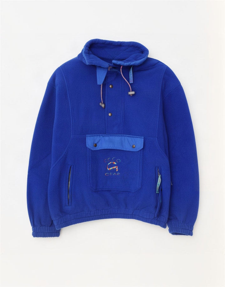 Maglione in pile con grafica anorak vintage da uomo XL blu