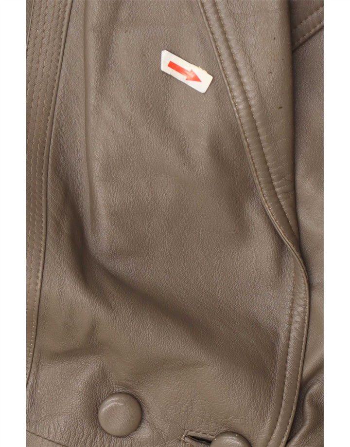 Giacca in pelle doppiopetto vintage da donna UK 16 grande verde