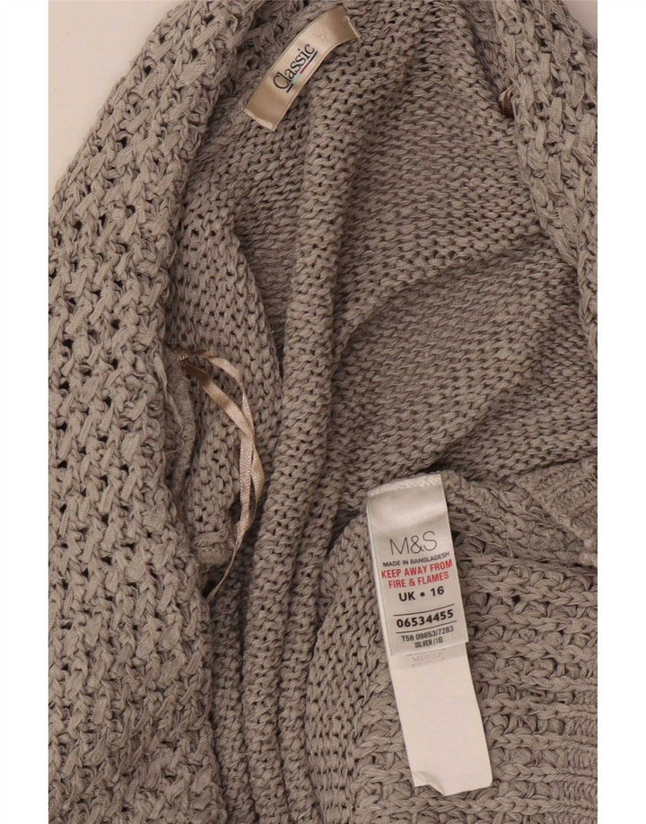 Maglione cardigan aperto classico da donna Marks & Spencer UK 16 grande grigio